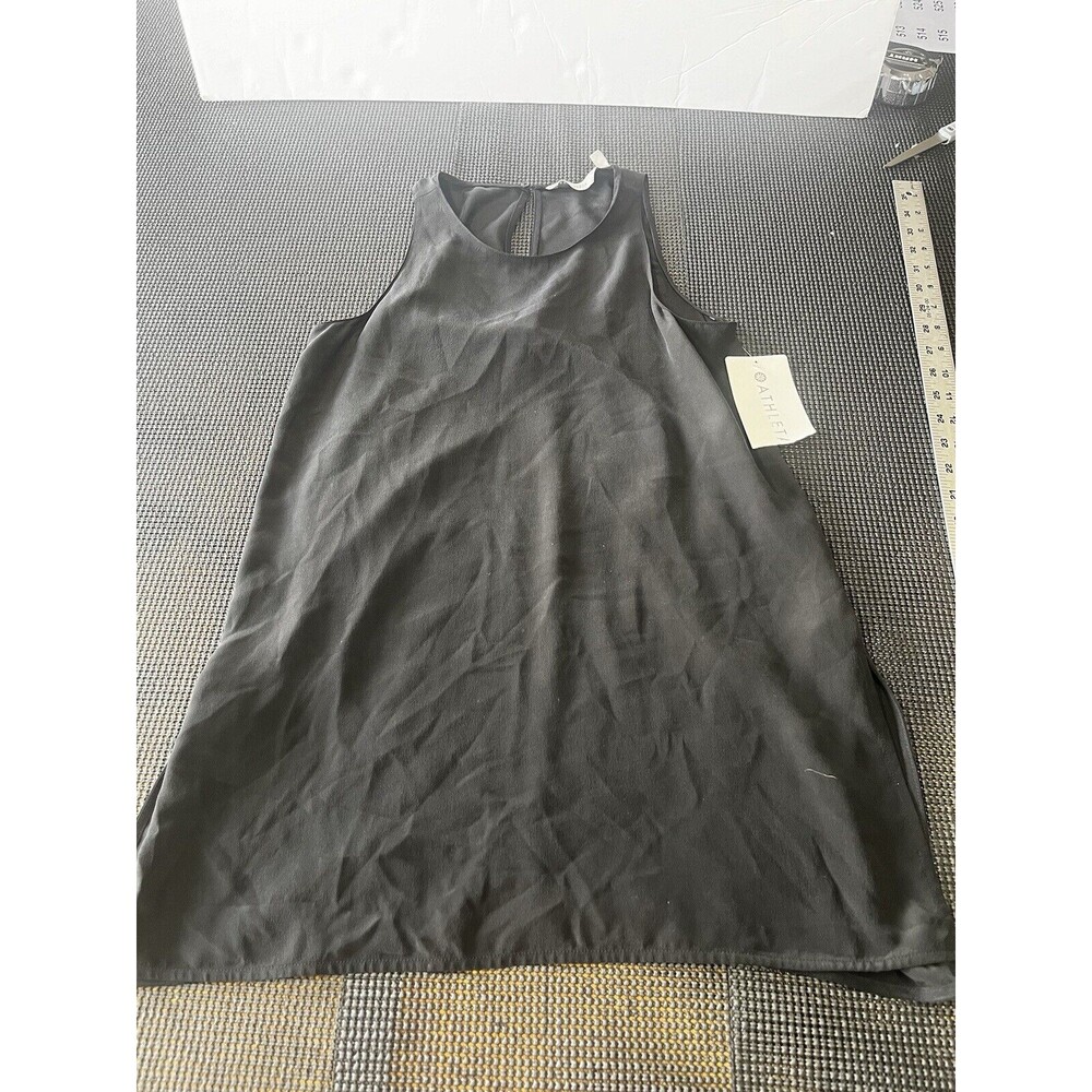 Athleta Silk Side Slit CYA Tank Black Washable Silk Sleeveless Top XS 866963